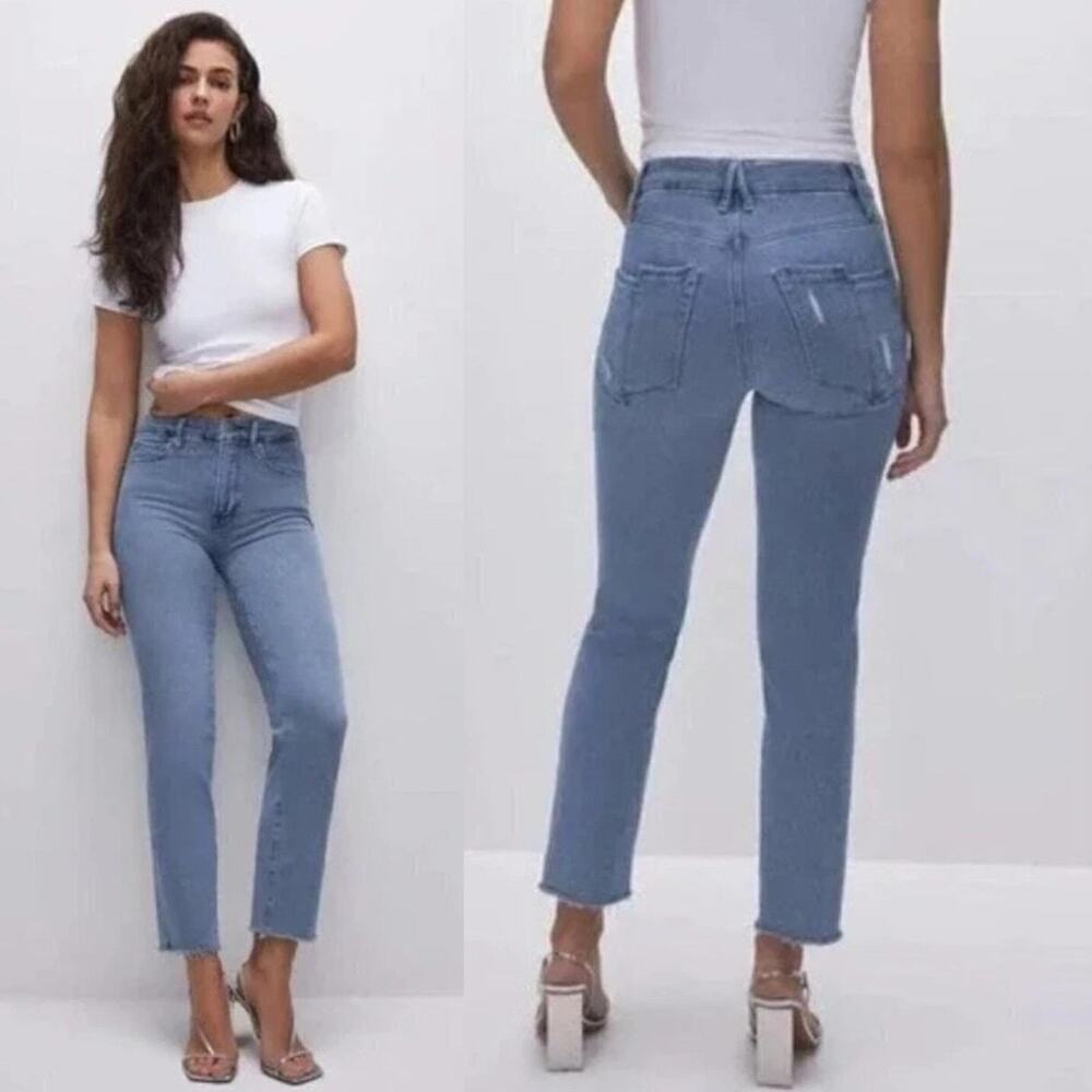 Good American Light Blue High Rise Straight Jeans